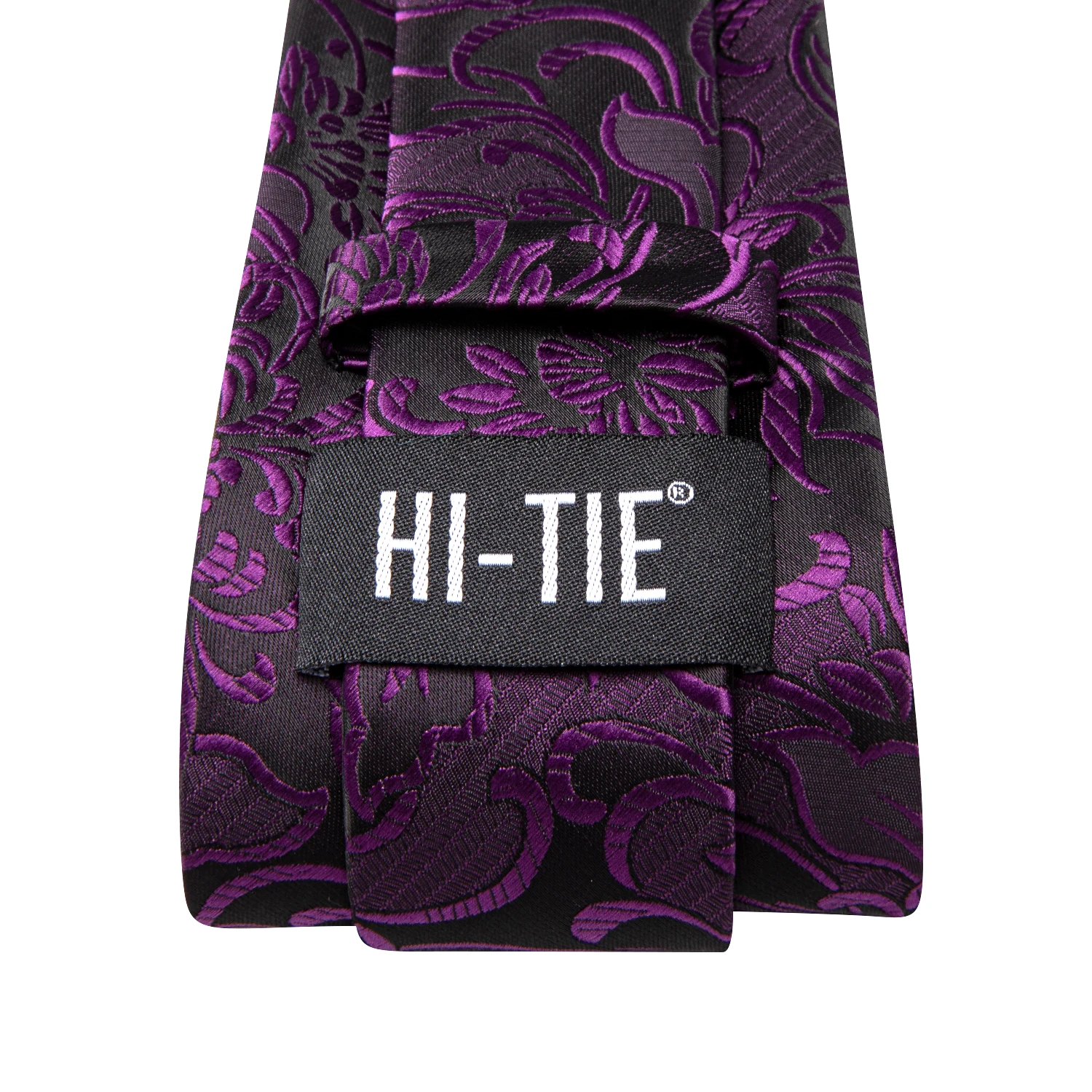 Hi-Tie Novelty Floral Purple Mens Elegant Necktie Handkerchief Cufflinks for Tuxedo Fashion Classic Silk Luxury Tie for Man