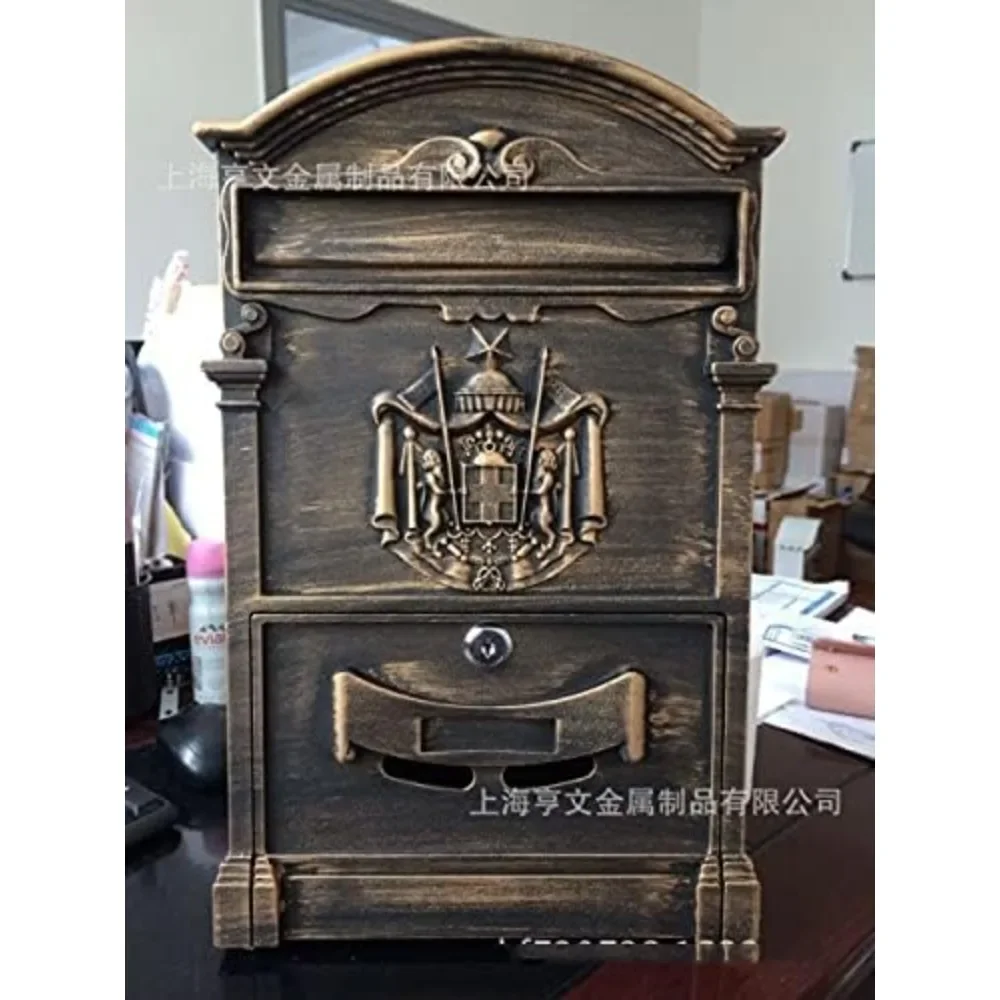 

European iron aluminum mailbox outdoor villa retro mailbox report tube rain and water