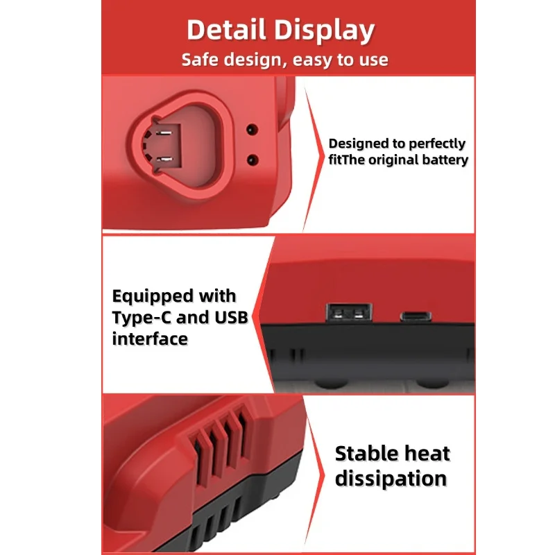 Victpower For Milwaukee 12V 4-Port Fast Charger| 3A Simultaneous Charging for 4×12V Tool Batteries+USB-C&USB Ports for Phones - Image 6