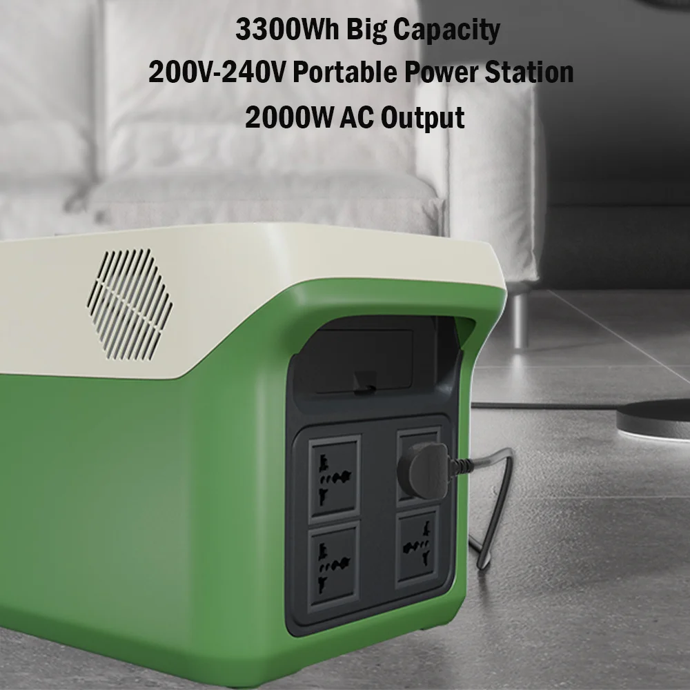 Portable Household Energy Storage 2000W 3300Wh Large Capacity Charging Station Outdoor Camping Emergency Energy Storage Heating