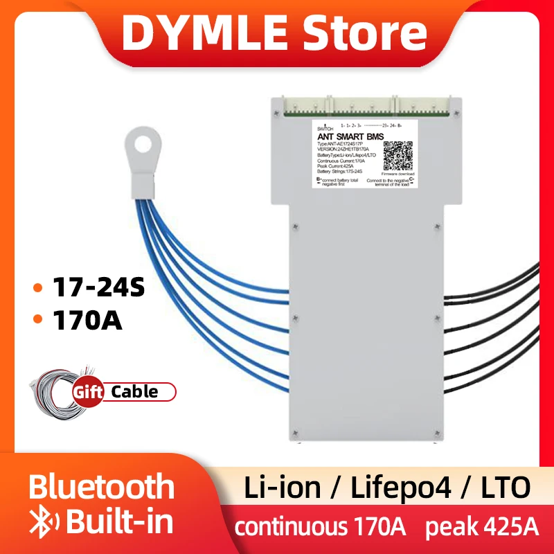 

ANT BMS 17S 18S 19S 20S 21S 22S 23S 24S for Li-ion Lifepo4 Lto Battery 48V 60V 72V Continuous 170A peak 425A Smart Balance Board