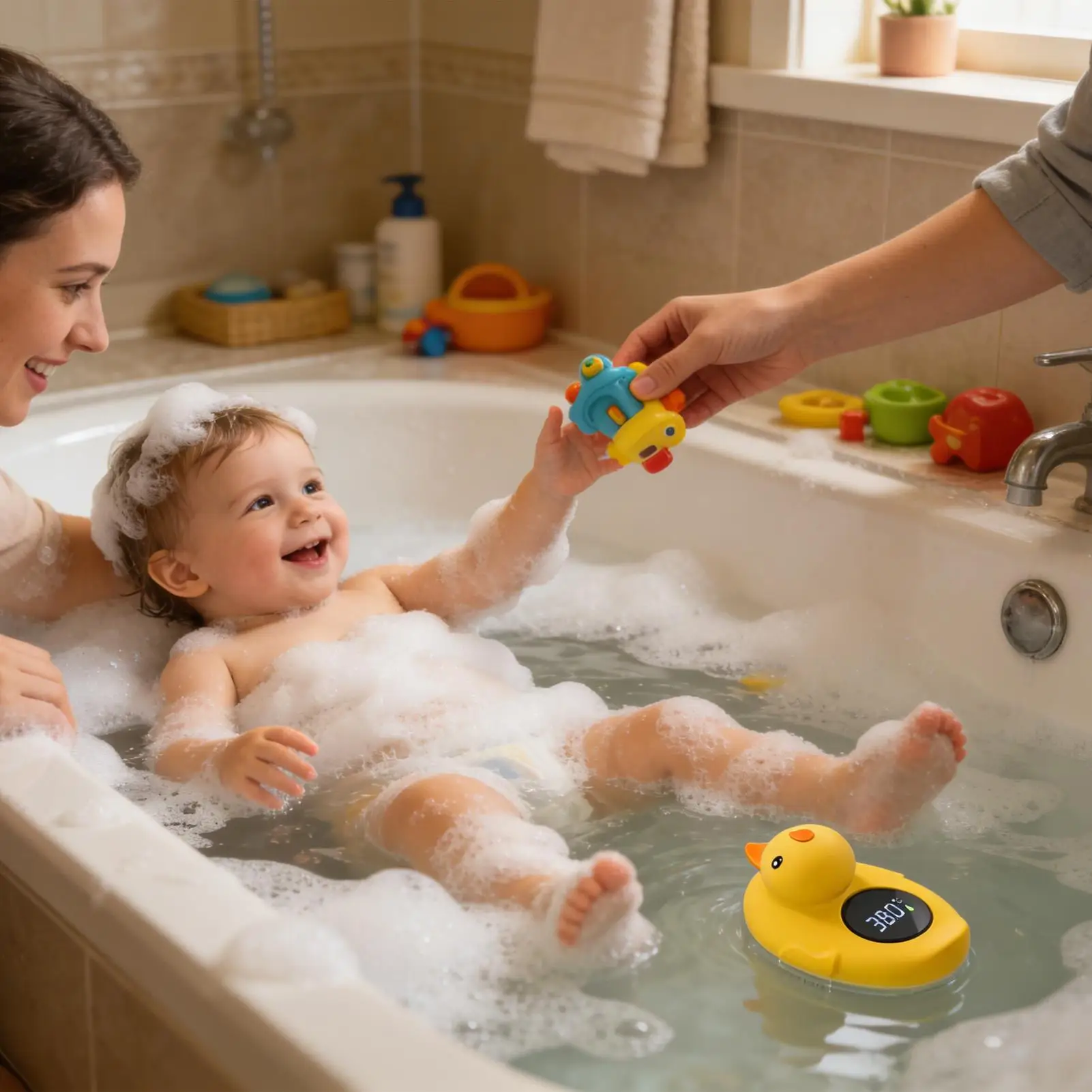 Cartoon Kids Bath Temperature Meter Magnetic Rechargeable Duck Shape Tester Bath Temperature Meter with Digital Display for Pool