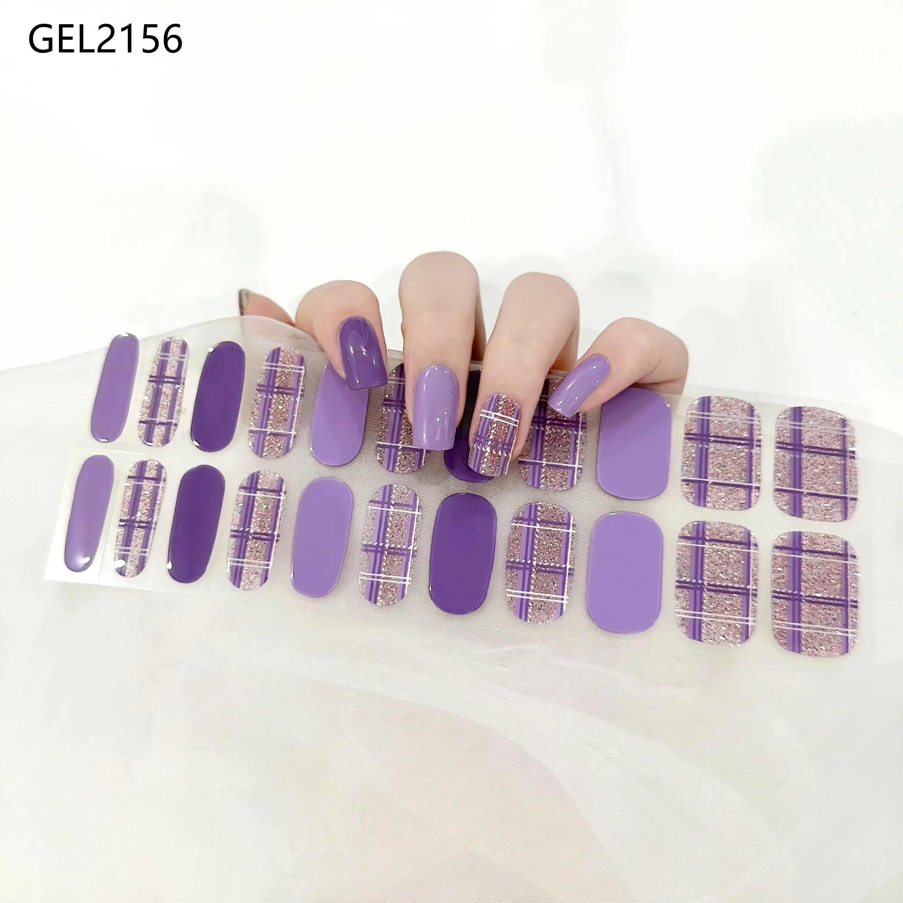 22Tips Nail Gel Paste Baking Free Full Curing Gel Nail Stickers Aurora Polaris Non-UV Cure Gel Nail Wraps