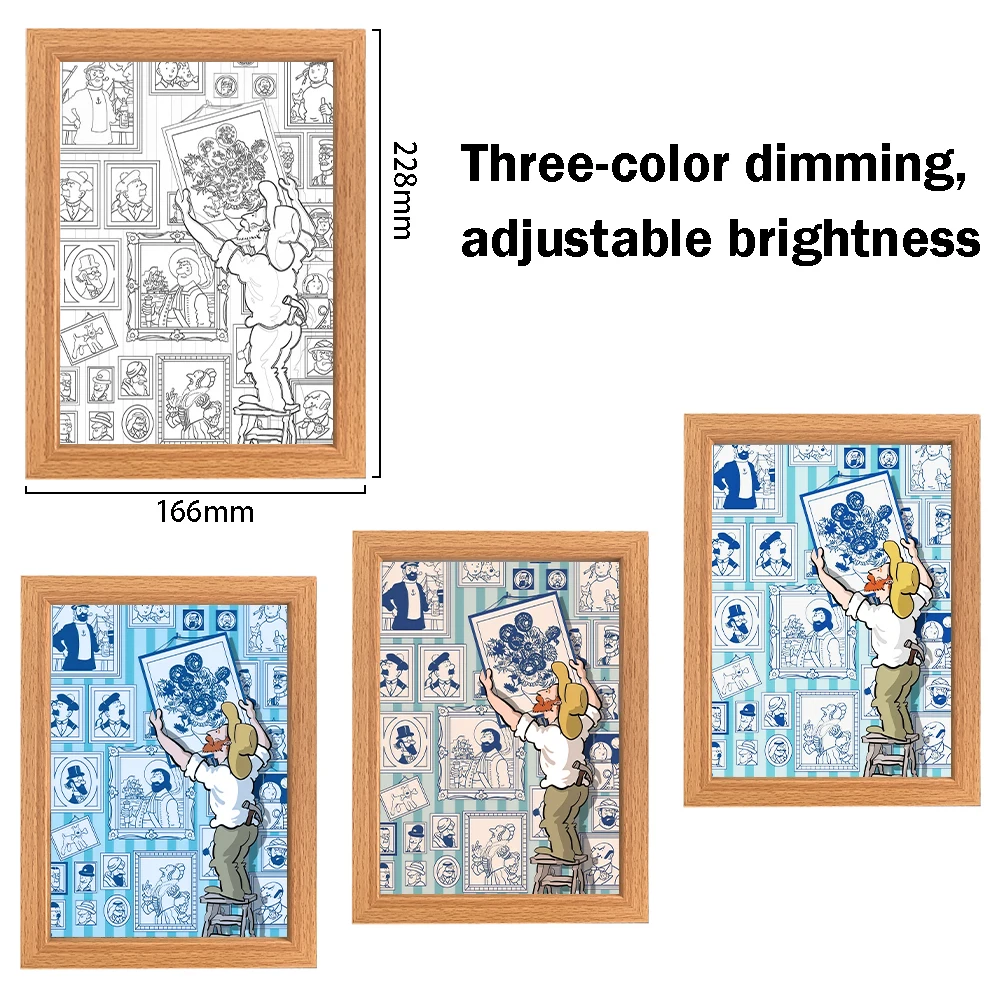 Lukisan Lampu LED Seni Van Gogh Seni Abstrak Hadiah Rumah Lampu Suasana Hati Pengisian Daya USB Dekorasi Ruangan Hadiah Lukisan Hadiah Ulang Tahun