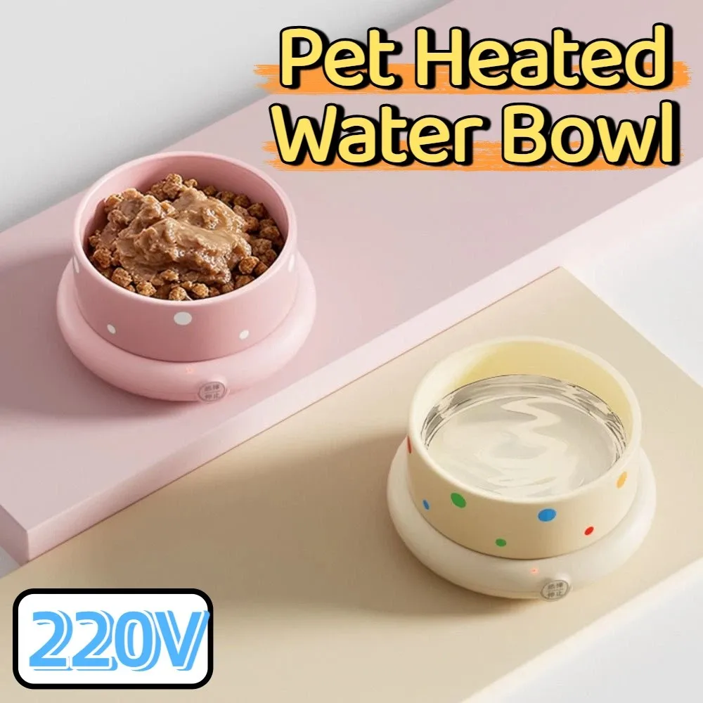 

Ceramic Pet Heated Water Bowl Noiseless Temperature Adjustable Self-Heating Water Bowl Stable Round Thermostatic Water Container