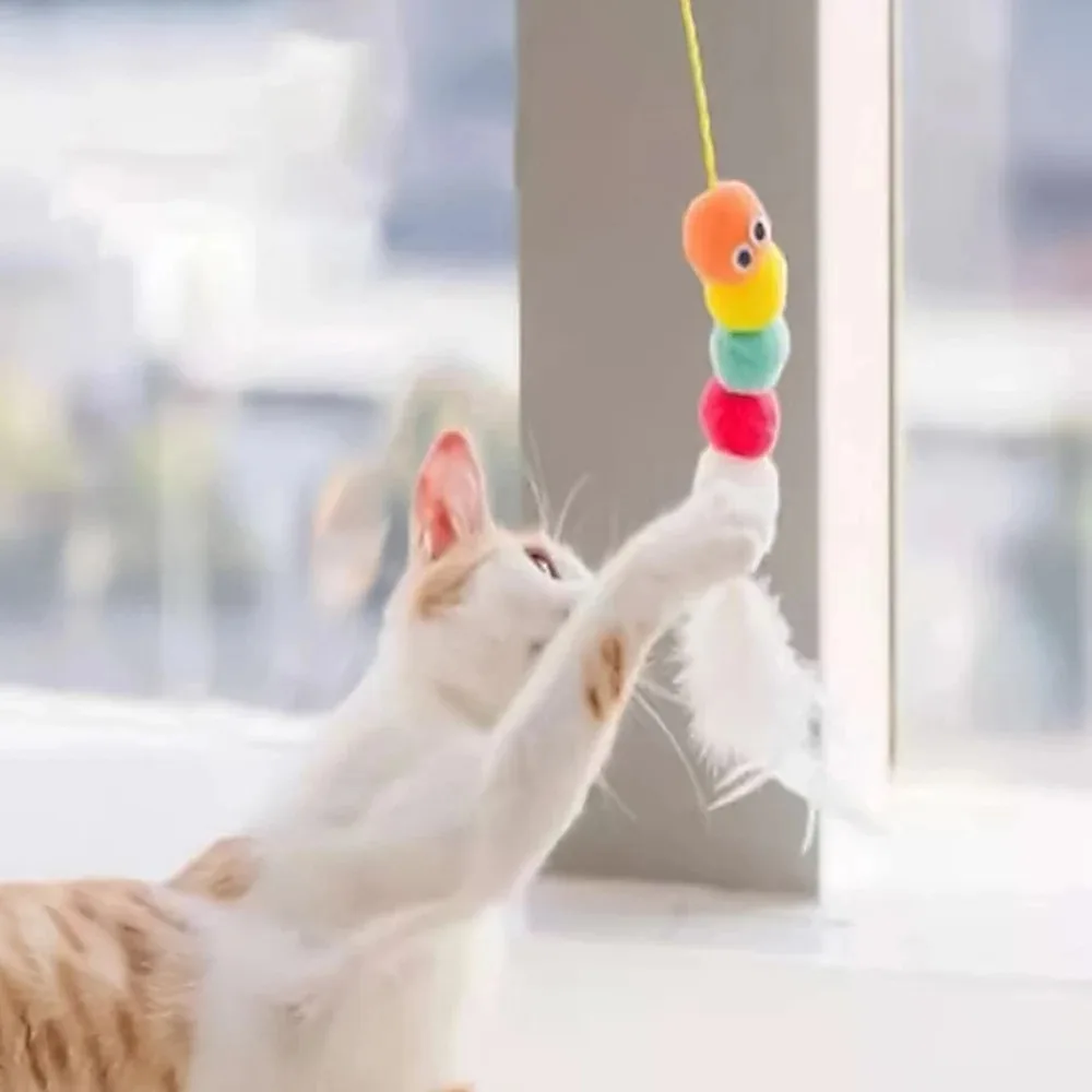 Pet Cat Toys Funny Stick Kitten Self -hi Elastic Rope Dragonfly Shape Feather Bell Teasing Stick Hanging Swing Thousands