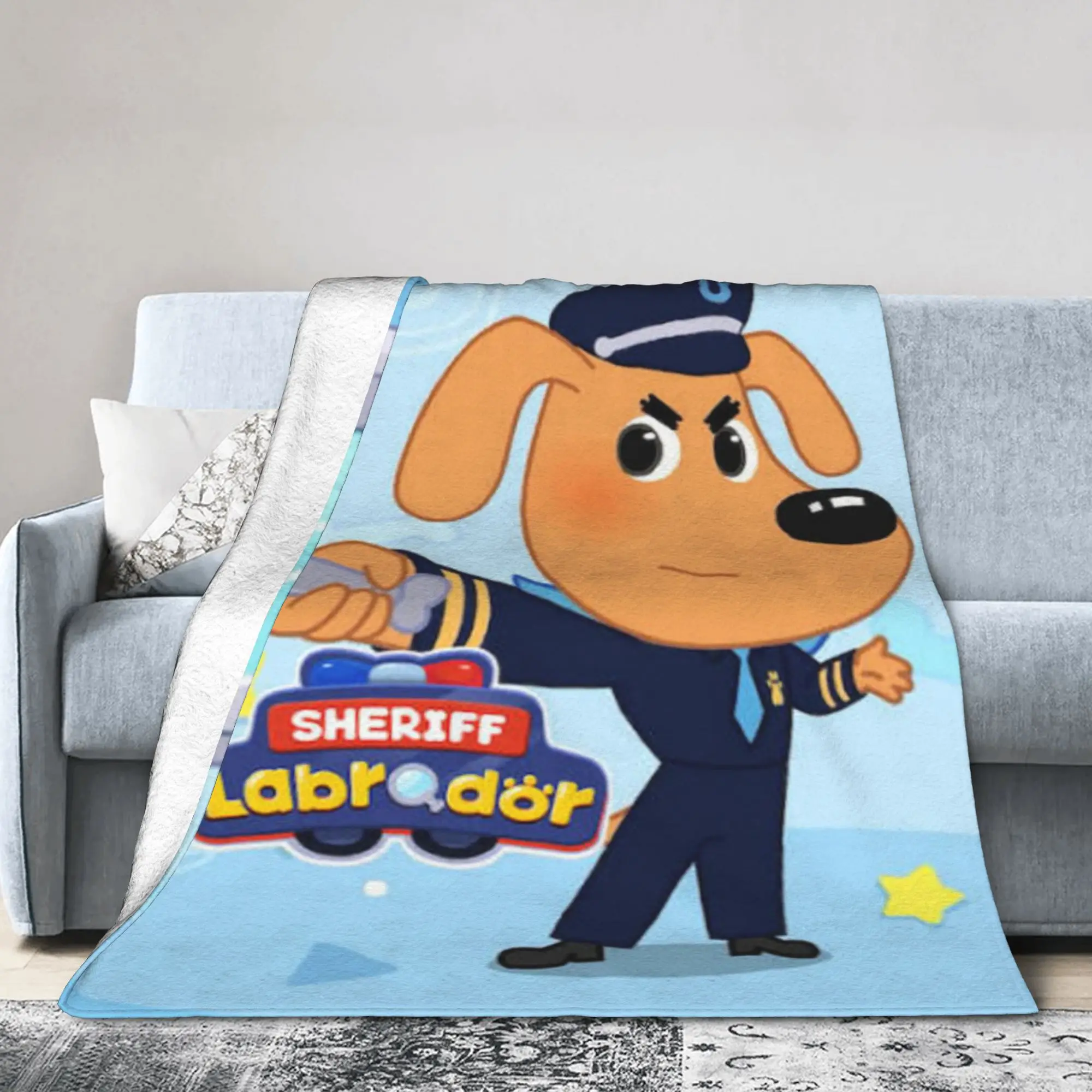 Safety Sheriff Labrador  Stuff Blanket Ultra-Soft Fleece  Throw Blanket Relax Rug Piece