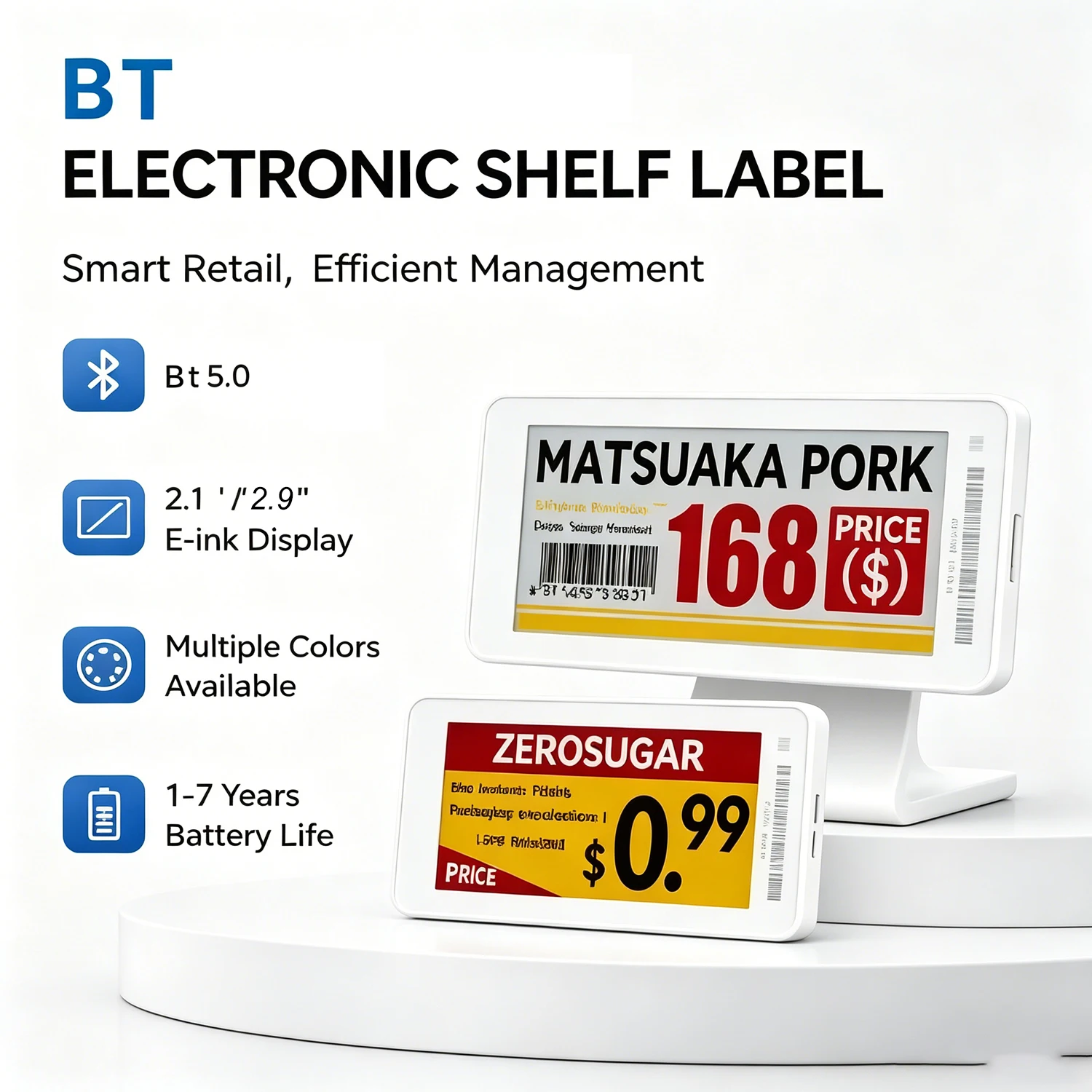 BT Electronic Shelf Label E-Ink Digital Price Tag Smart ESL Display for Supermarket Retail Store Fresh Food Seafood Price Sign