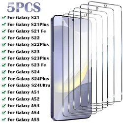 5PCS Tempered Glass for Samsung Galaxy S24 Ultra S23 S22 Plus S21 Fe Screen Protector for Samsung A54 A55 A53 A52 A51 Glass Film