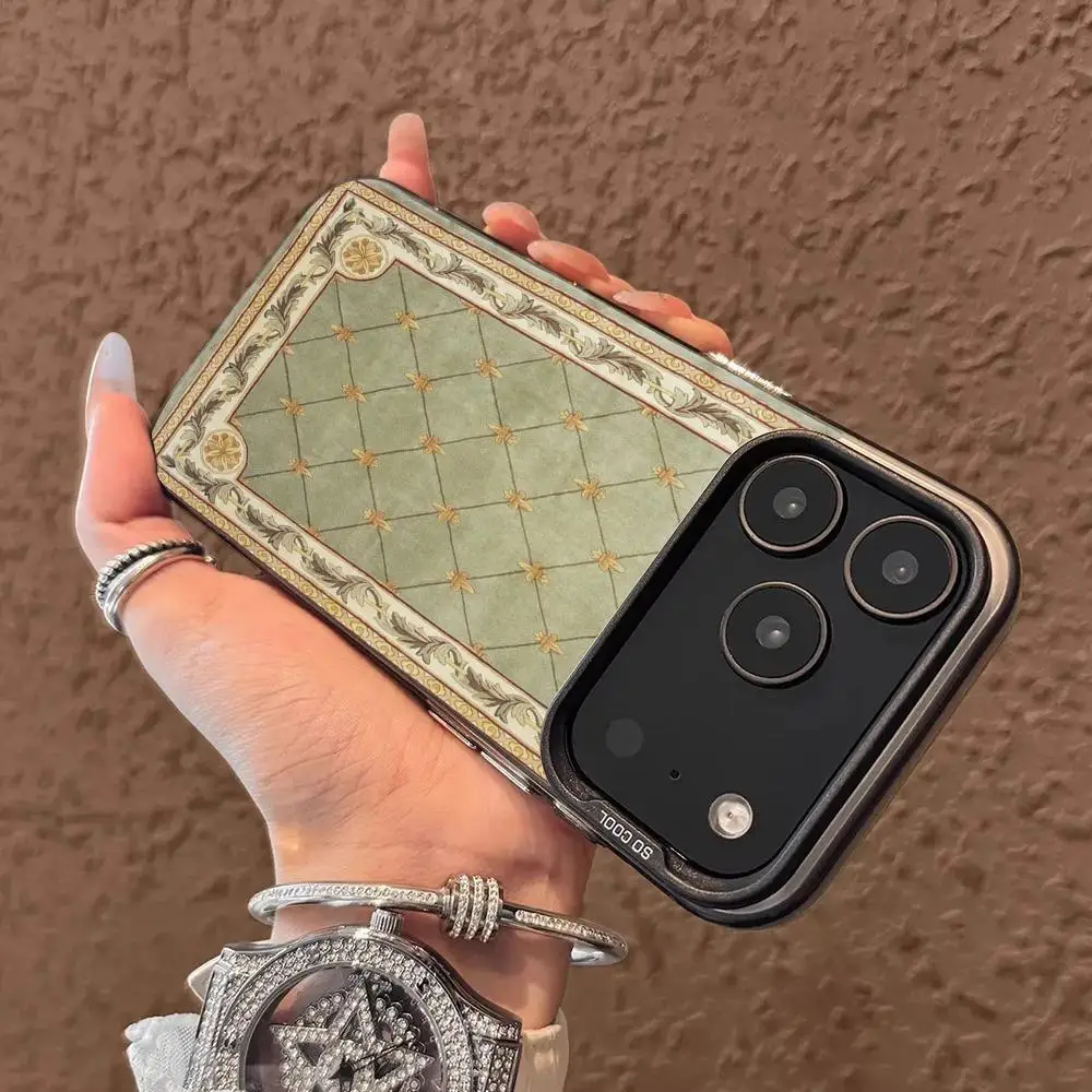 Зеленый чехол для телефона с персидским дизайном для iPhone 17, 16, 14, 13, 12, 11 Pro/Max/Plus, противоударная задняя крышка с защитой от отпечатков пальцев