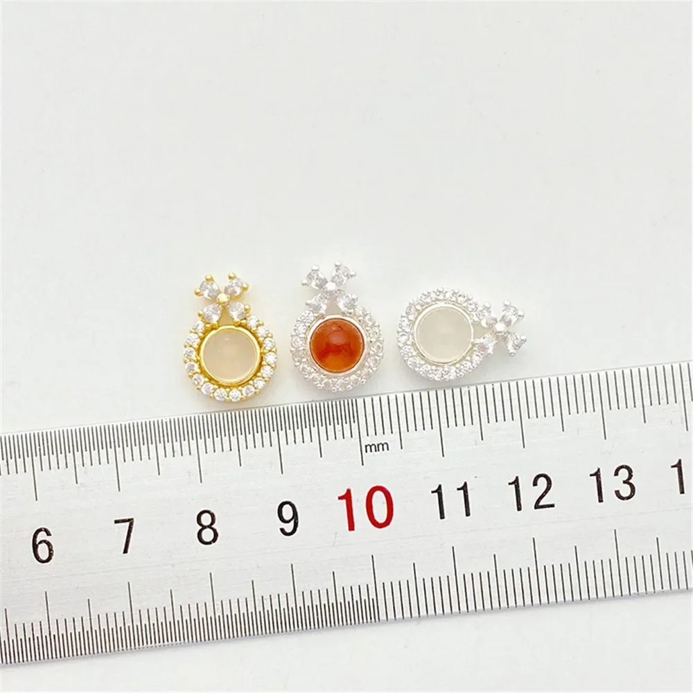 

18K Gold-plating Ice-through Imitation Chalcedony Pendant Handmade DIY String Bracelet Necklace Jewelry Material Accessories