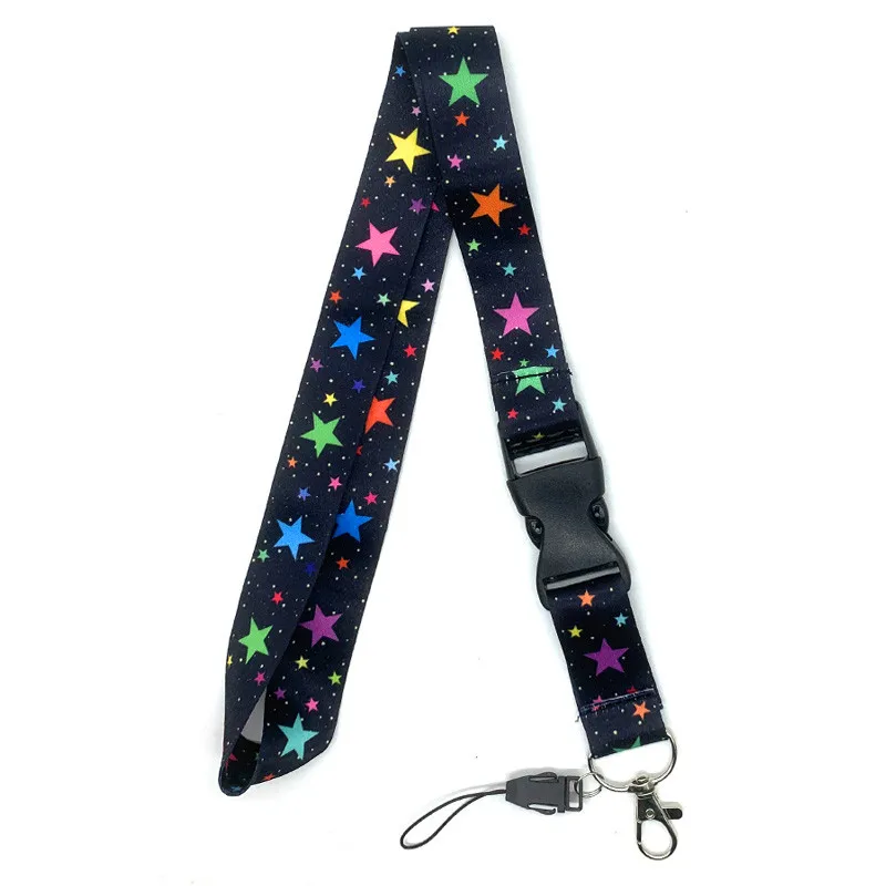 Colorful Stars Neck Straps Key Lanyard For Keys ID Card Badge Holder DIY Hanging Rope Keychains Lanyards Necklace Keyrings