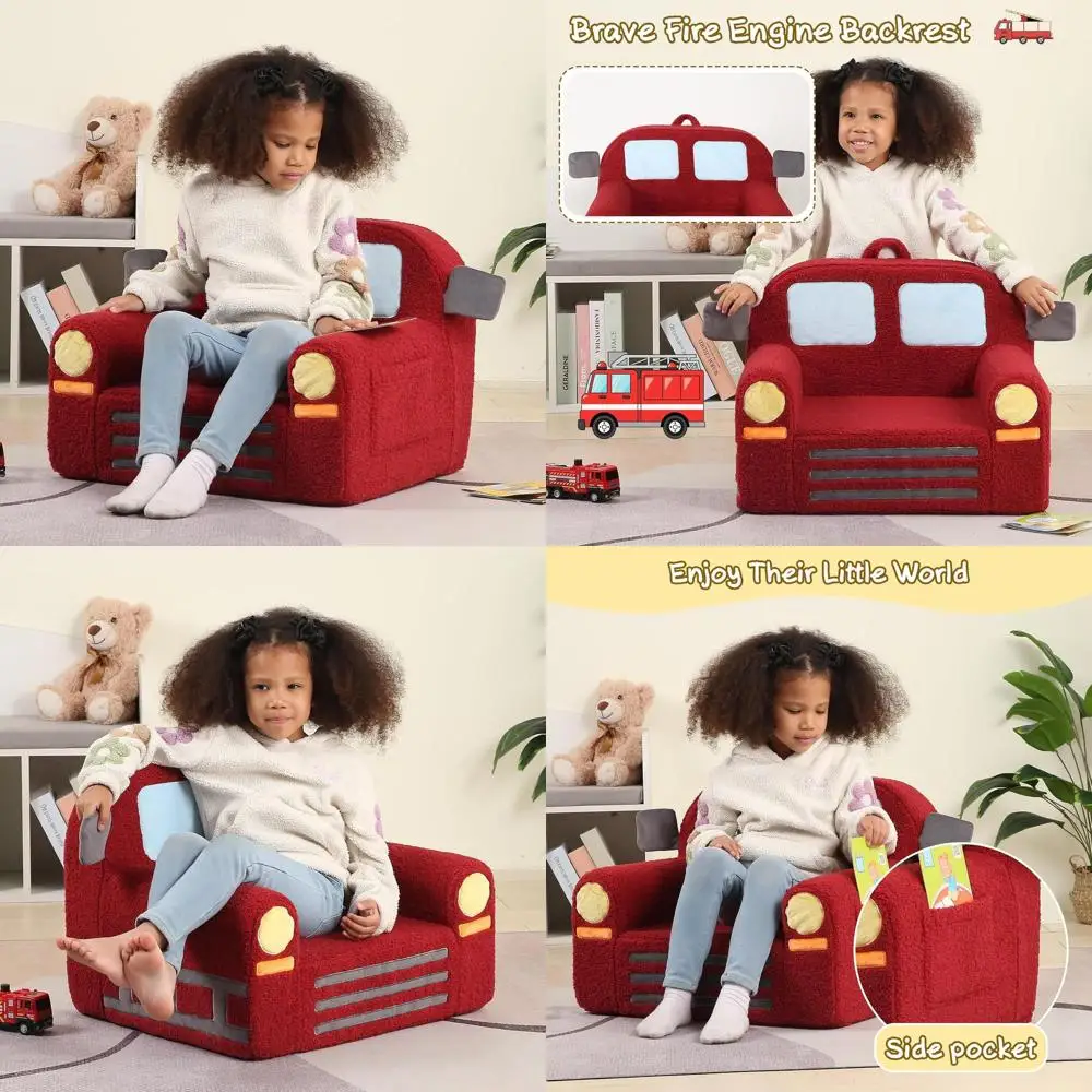 

Детское кресло, красное кресло для детей в виде пожарной машины