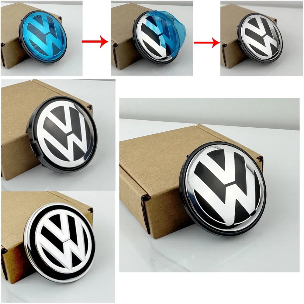 VW Volkswagen Car Wheel Center Hub Caps Cover 3D 4pcs 55mm 56mm 65mm 70mm for 4 5 6 7 Passat B5 B6 B7 Polo Touran CC accessories