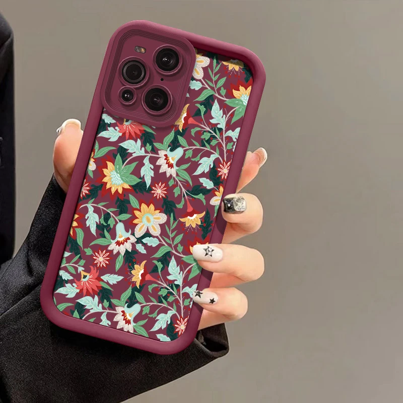 Flower Print Phone Case For Motorola Moto G100 G06 G56 G14 G9 Play G86 E40 E32 E14 E13 G05 G85 Matte Silicone Soft TPU Cover