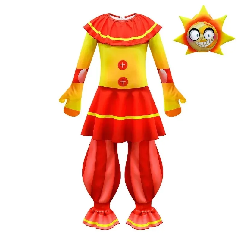 Bear's Den FNAF Kids Sundrop Moondrop Sun Moon Clown Cosplay Outfit Halloween Costume New 2025