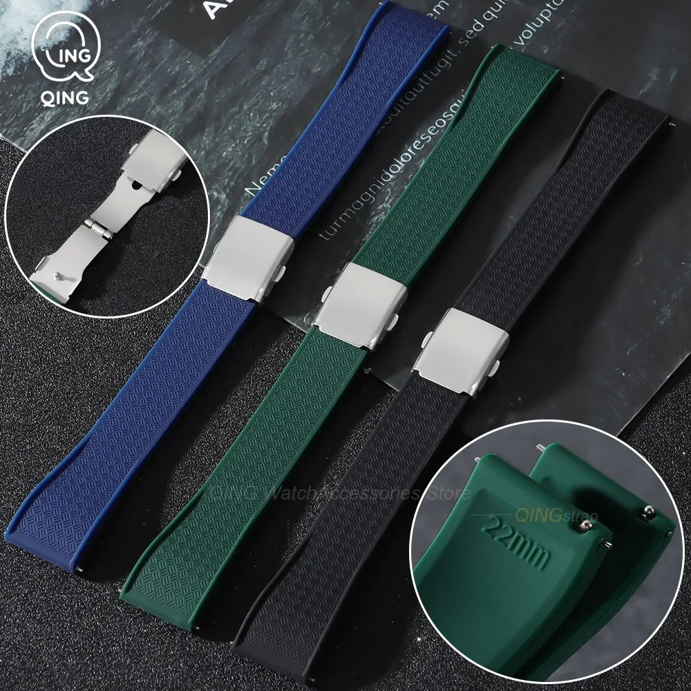 20/22mm Soft Silicone Watch Strap Deployment Buckle WatchBand Quick Release Men Women Bracelet for Huawei GT3/4/5 Wristbelt Band