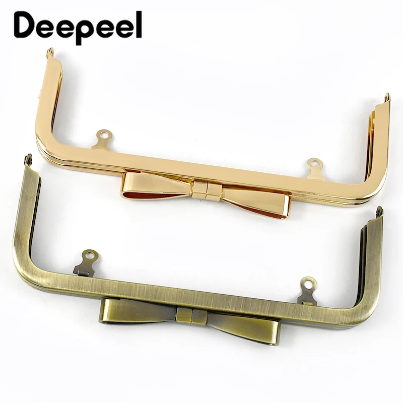 1/2/5Pcs Deepeel 20cm Bownot Metal Bag Handle Purse Frame Square Smooth Kiss Clasp Screw Mouth Gold Bracket Bags Accessories