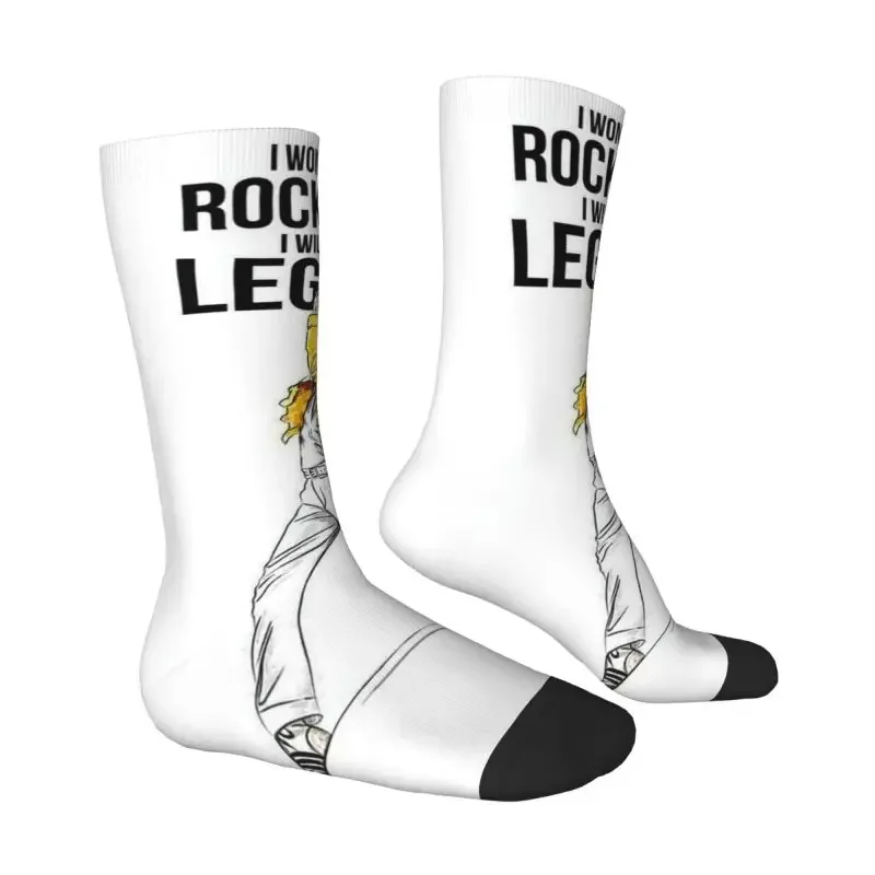 Kawaii Printing Freddie Mercury Rock Legend Socks for Men Women Stretchy British Singer Crew Socks Breathable Basketball Socks