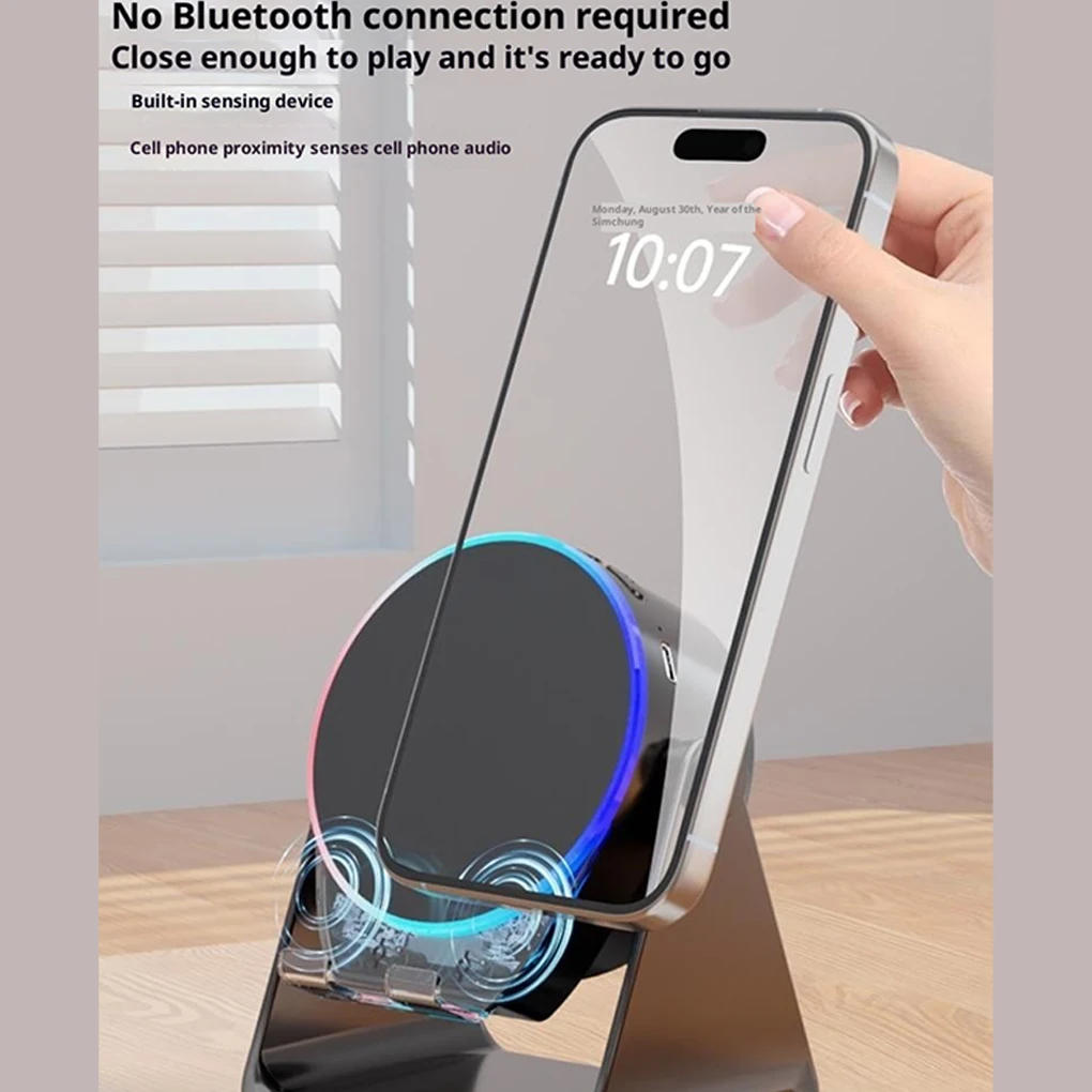 Wireless Induction Speaker Sound Amplification Bluetooth Connection 360° Bracket Adjustability Wireless Charging