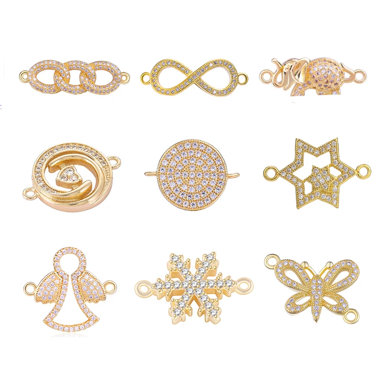 Juya Handmade 18K Gold Plated 2 Loops Star Infinity Animal Decorations Charms Connectors For DIY Women Fashion Jewelry Making