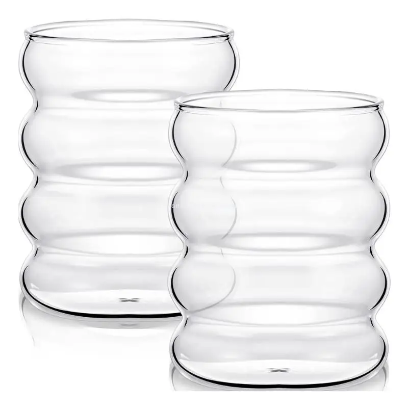 Glass Drinking Cup Glass Material Beverage Cups Juice Glass with Straw Dropship