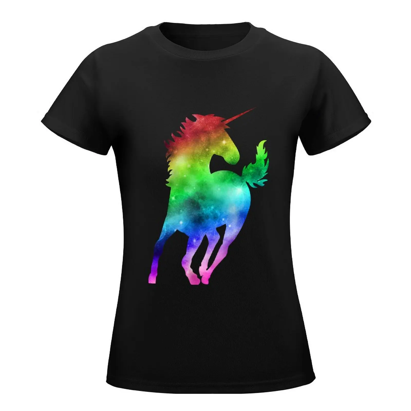 Rainbow Galaxy Unicorn T-Shirt oversized Short sleeve tee summer clothes Top Women