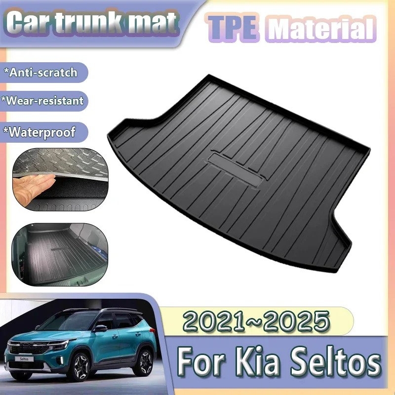 

TPE Car Trunk Mat For Kia Seltos Accessories 2021 2022 2023 2024 2025 KX3 Anti-dirty Waterproof Floor Mats Material Carpet Pads