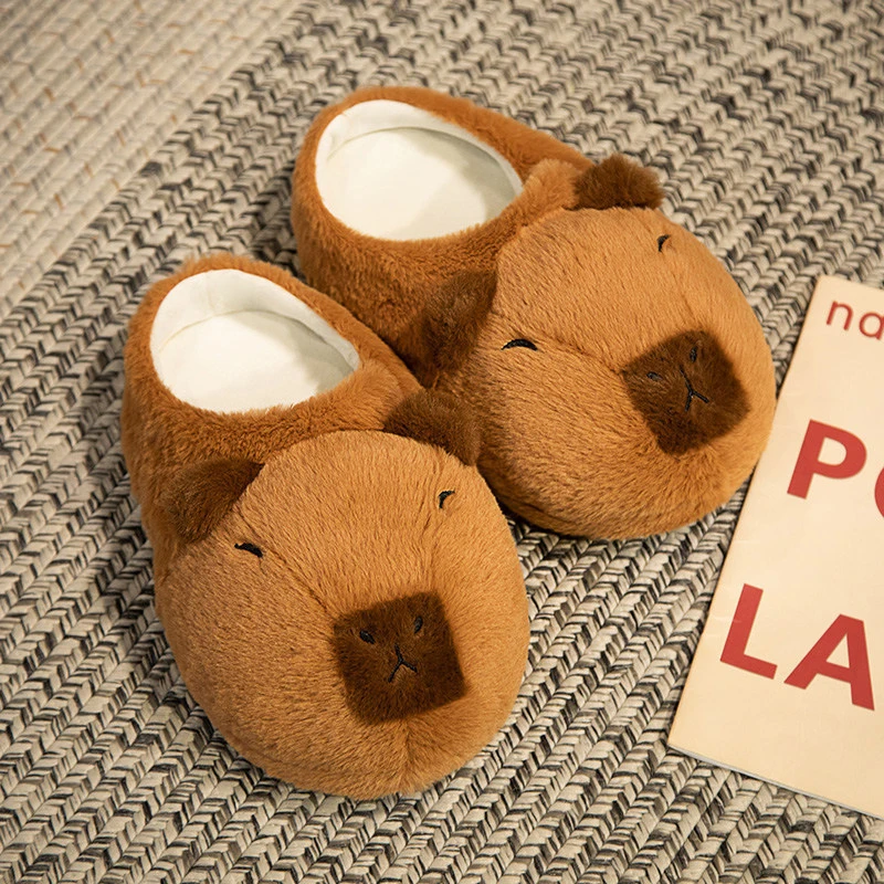 Cute Cartoon Capybara Warm Slippers Lovely Plush Shoes Soft Non-slip Home Slipper For Winter Indoor Warm Slipper