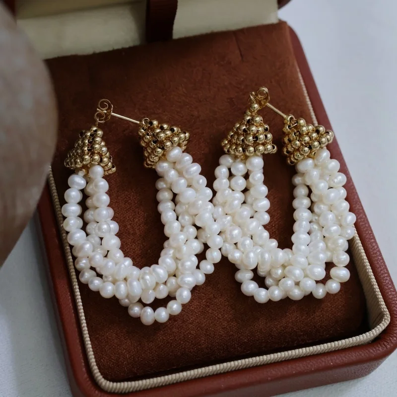 

SGARIT Natural Freshwater Pearls Earrings 14k Gold Filled Handmade Jewelry Vintage Accessories Women Party Dangle Earrings Gift