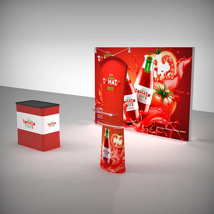 Portable 10x10 Trade Show Displays LED SEG Backlit Counter with Expo Fabric Light Box Booth
