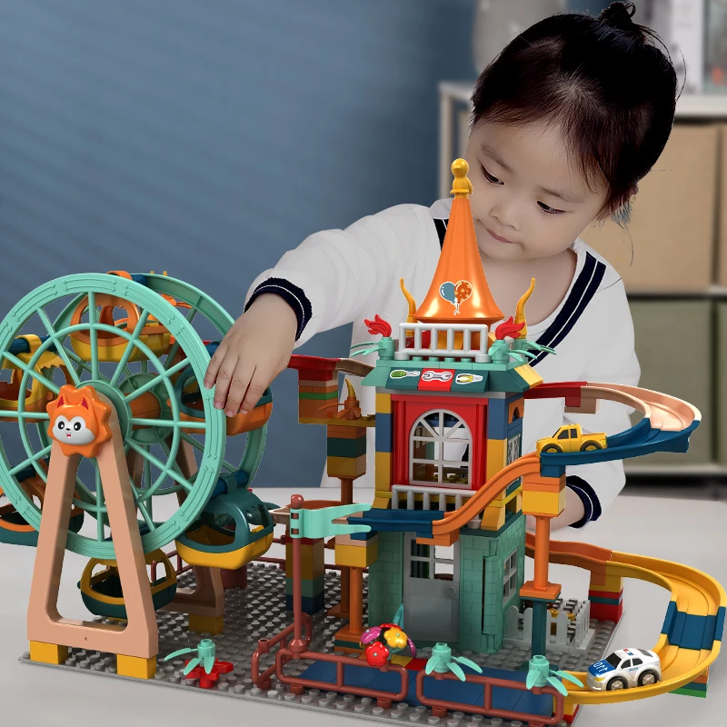 Ferris Wheel Building Blocks Castle Marble Run Toys Car Action Figures Friends Children Educational Toys for Boys Girls Gifts