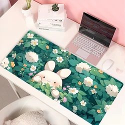 Lovely Rabbit Large Gaming Keyboard Mouse Pad Anime Green Plant Computer Gamer Tablet Mause pad Long Mousepad 900x400 Cute Mats