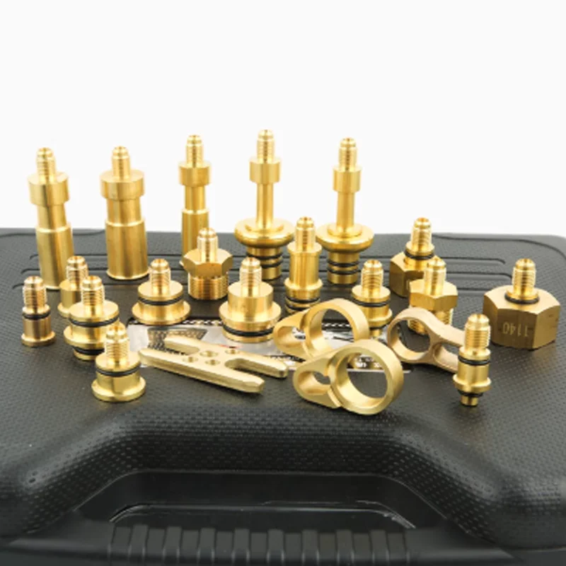 Auto Air Conditioning Repair Tools Set Durable Full-Copper Construction Complete Valve Core Service Kit Standard Automotive Port
