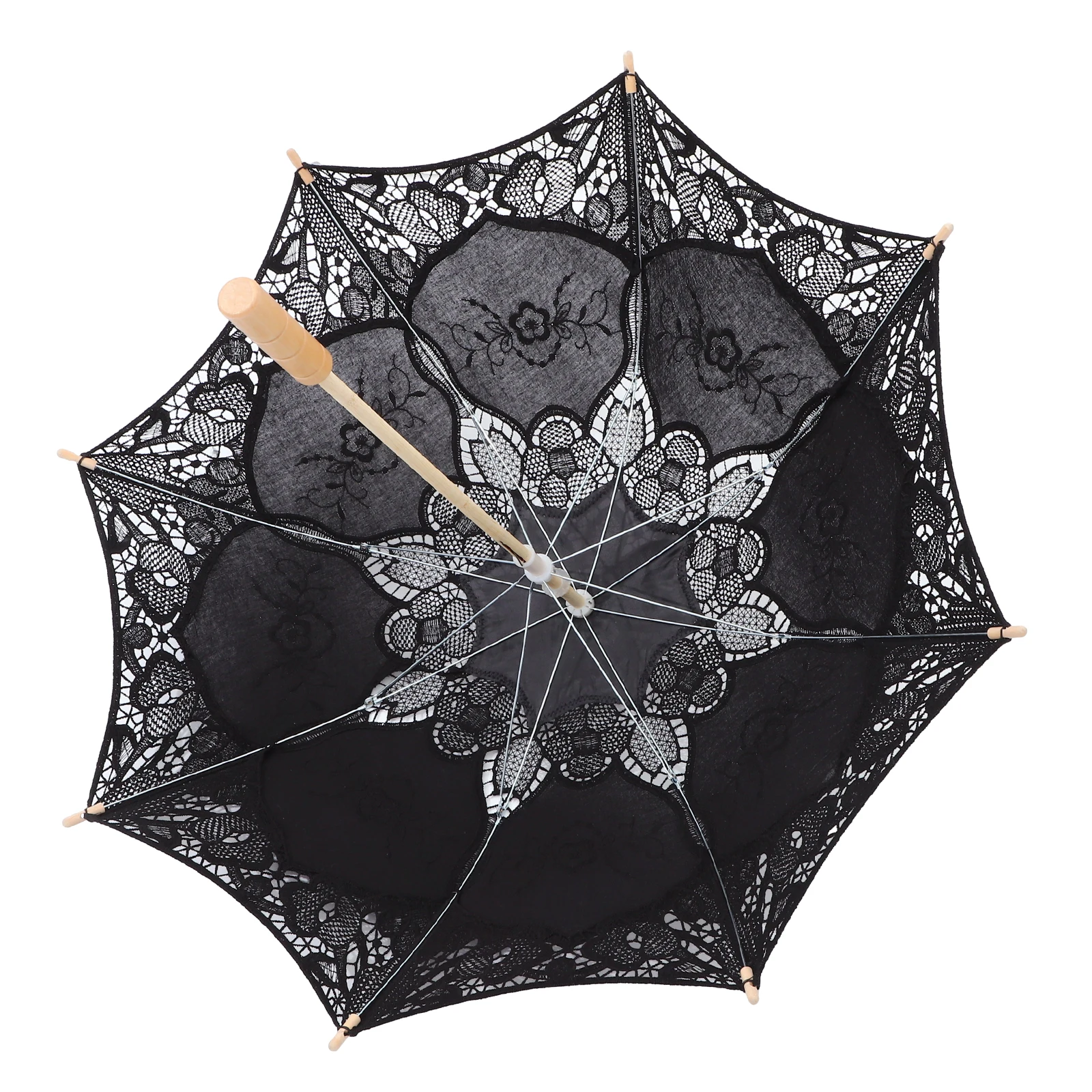 

Lace Umbrella Large Size Lace Umbrellas Gothic Wooden Parasol for Photography Bridal Wedding Decorative Flower Shaped