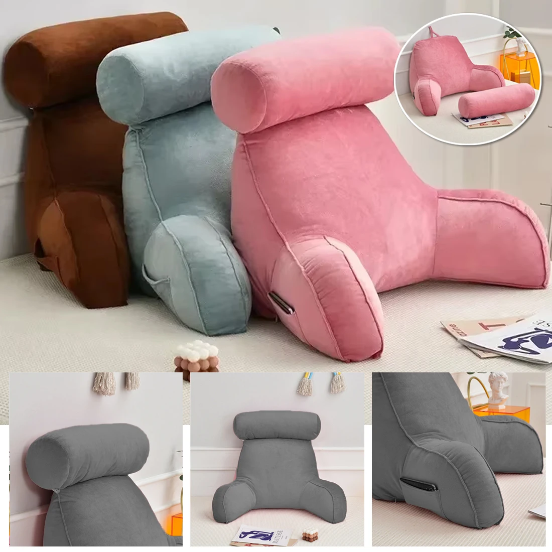 

1PC Reading Pillow Office Sofa Bedside Back Cushion for Office Relief Bed Support Pain Cushions Backrest Lumbar Chair 75x40x40cm