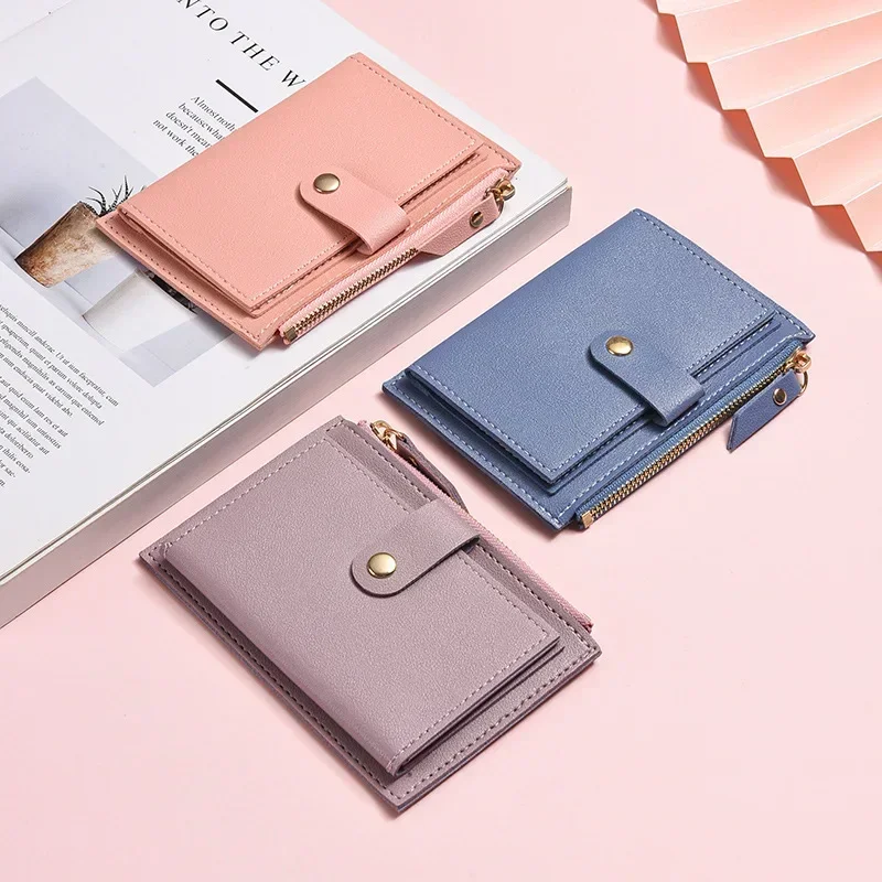 Monedero ultrafino de moda, tarjetero multifuncional, tarjetero portátil de viaje con cremallera