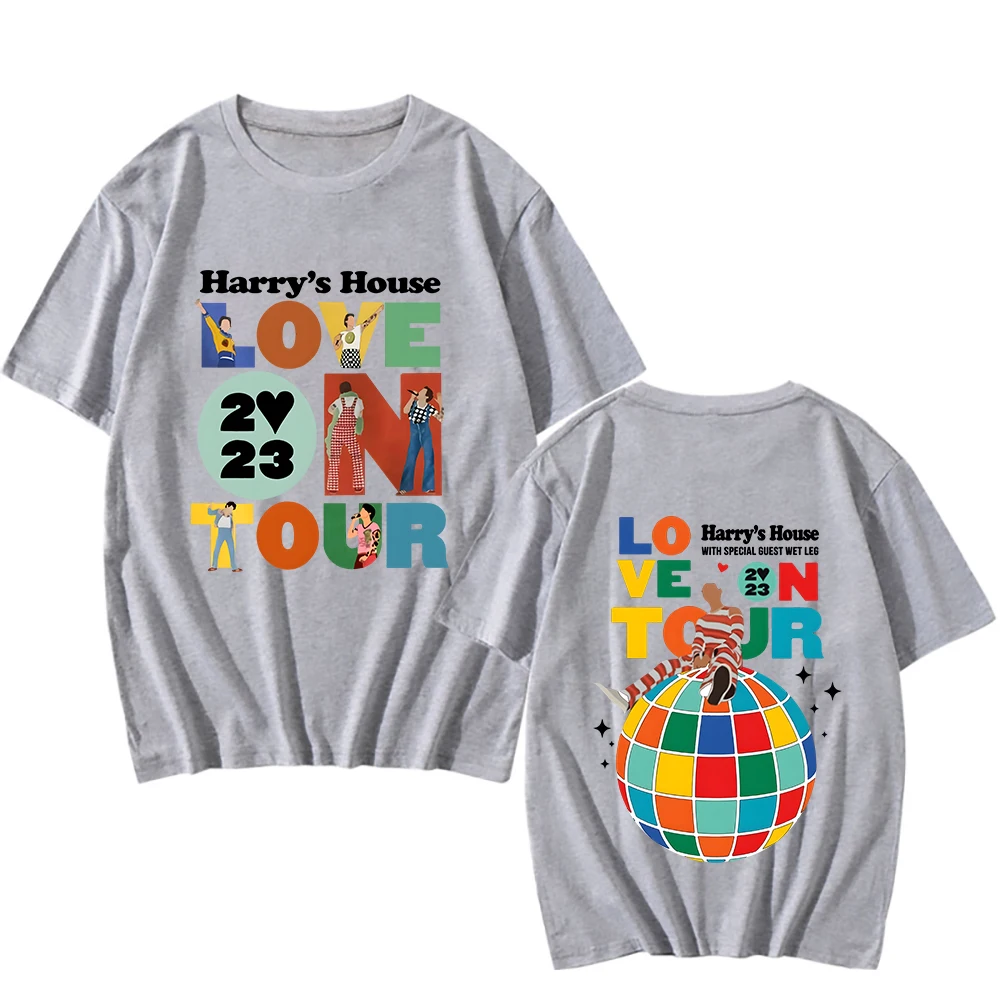 Harrys House Love on Tour Tshirt Men Round Neck T Shirt 100% Cotton Summer T-shirt Loose Casual Short-sleeved Shirts Unisex Tees