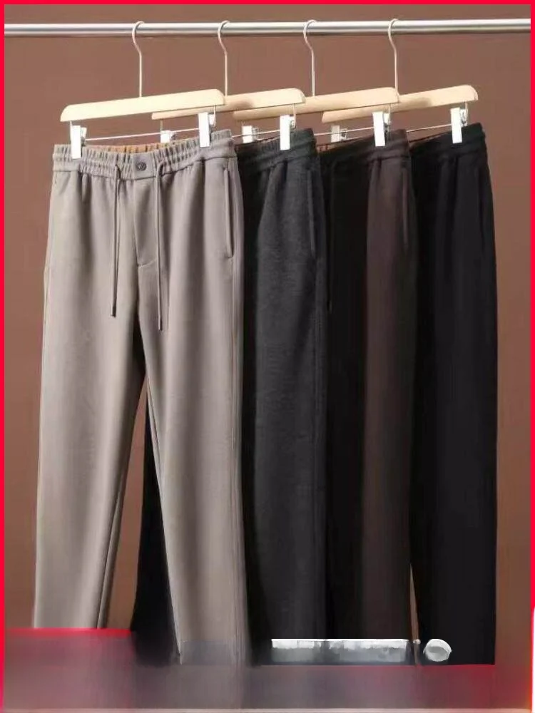 

Italian Luxury Acetate Wool Men's Casual Pants Elastic Waist Straight Leg Warm Autumn Winter Faion Ci Sle Basic Color