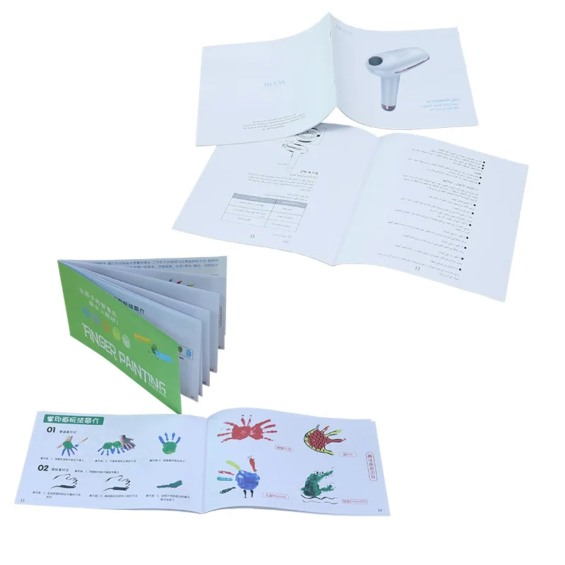 Manual de folleto troquelado plegable, manual de instrucciones impresas, papel personalizado