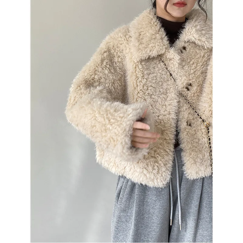 UMI MAO Autumn Jacket Women Winter Coat Korean Style Lapel Fur Coat Small Women's High-end Fur One-piece Top Femme