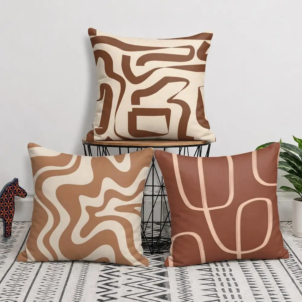 Creamy White Brown Cushion Cover Silky Short Plush Invisible Zipper Dustproof Sofa Pillow Case For Home Decor