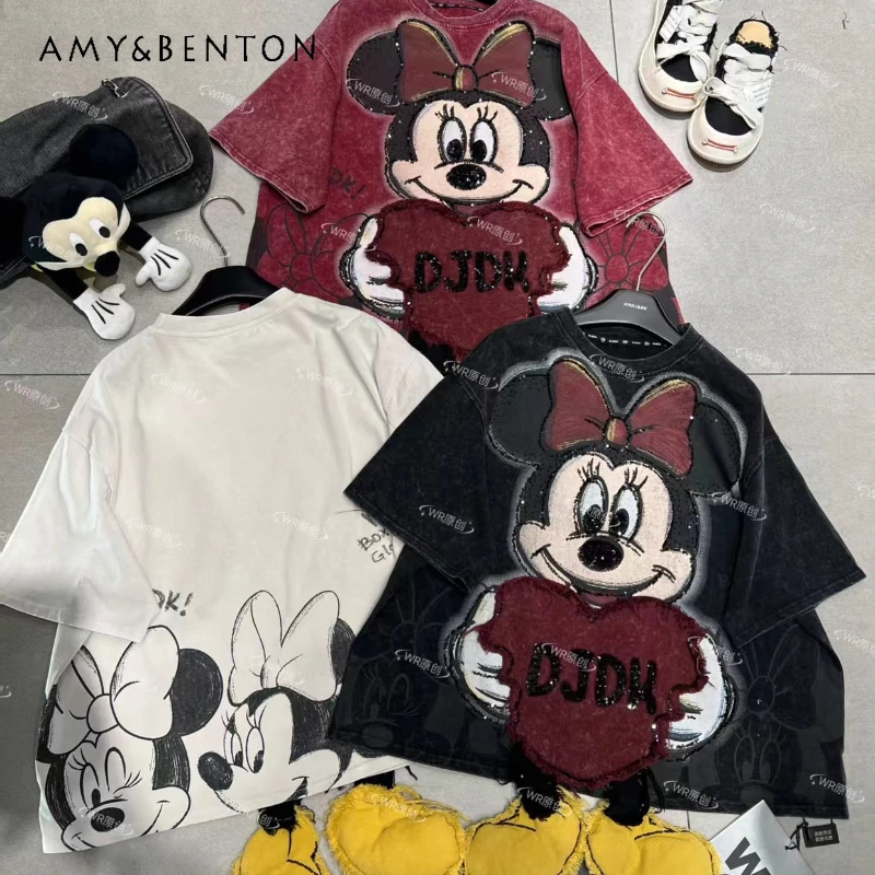 

Trendy Brand New Heavy Industry Cute Foot Cartoon Age-Reducing Kawaii Tshirts Fashion Loose Short Sleeved T-shirt Top Pullover