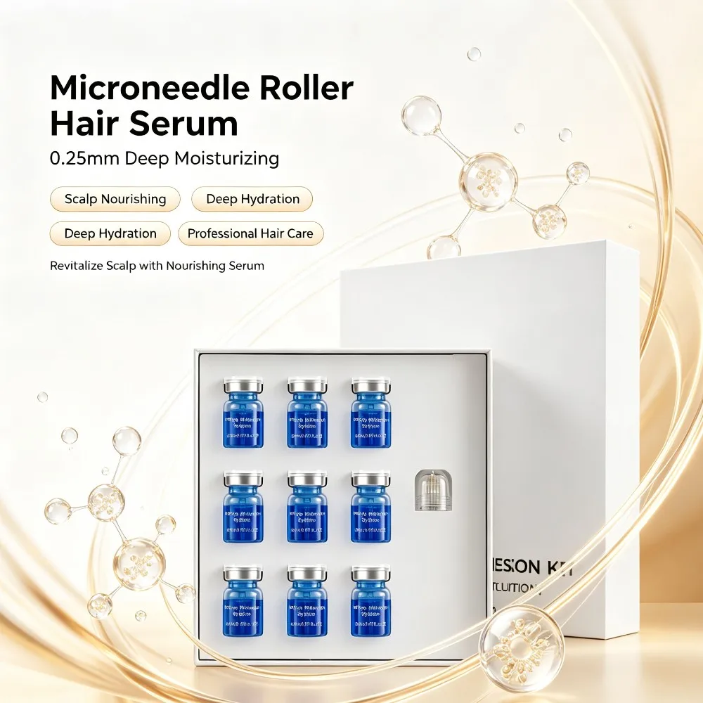 Microneedle Roller Hair Essence Set 0.25mm Deep Moisturizing Scalp Nourishing Thicken Serum Hair Conditioner Thinning Daily Care