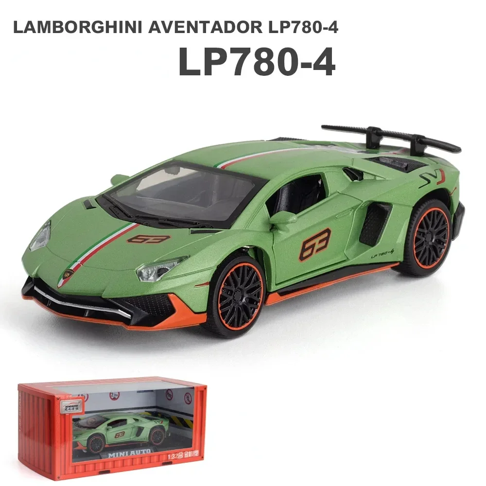 1:32 Lamborghini Aventador LP780-4 SVJ Super Car Alloy Metal Diecast Model Car Sound & Light Collect Hobby Ornaments Gift A710