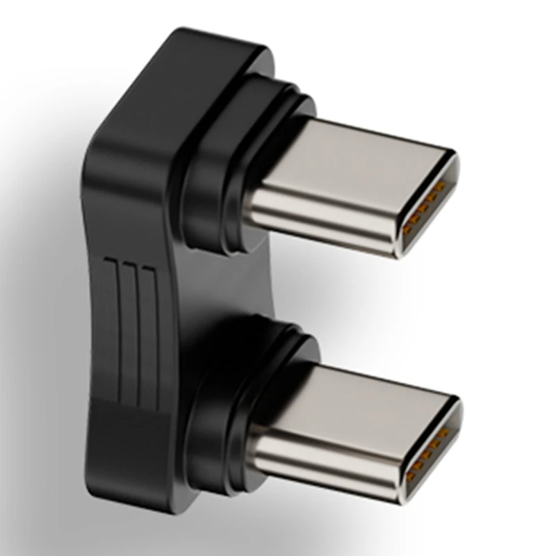 Type-C 180 Degree Angled Adapter, Male to Male Charging Power Adaptor 480Mbps Data Transfer Connector