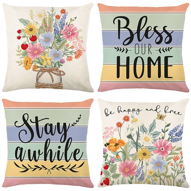 Květin pillowcases 45x45cm hranatý prádlo hodit podhlavník pouzdro domácí pohovka dekorační polštáře polštářek obal dopisy přehoz podhlavník obal