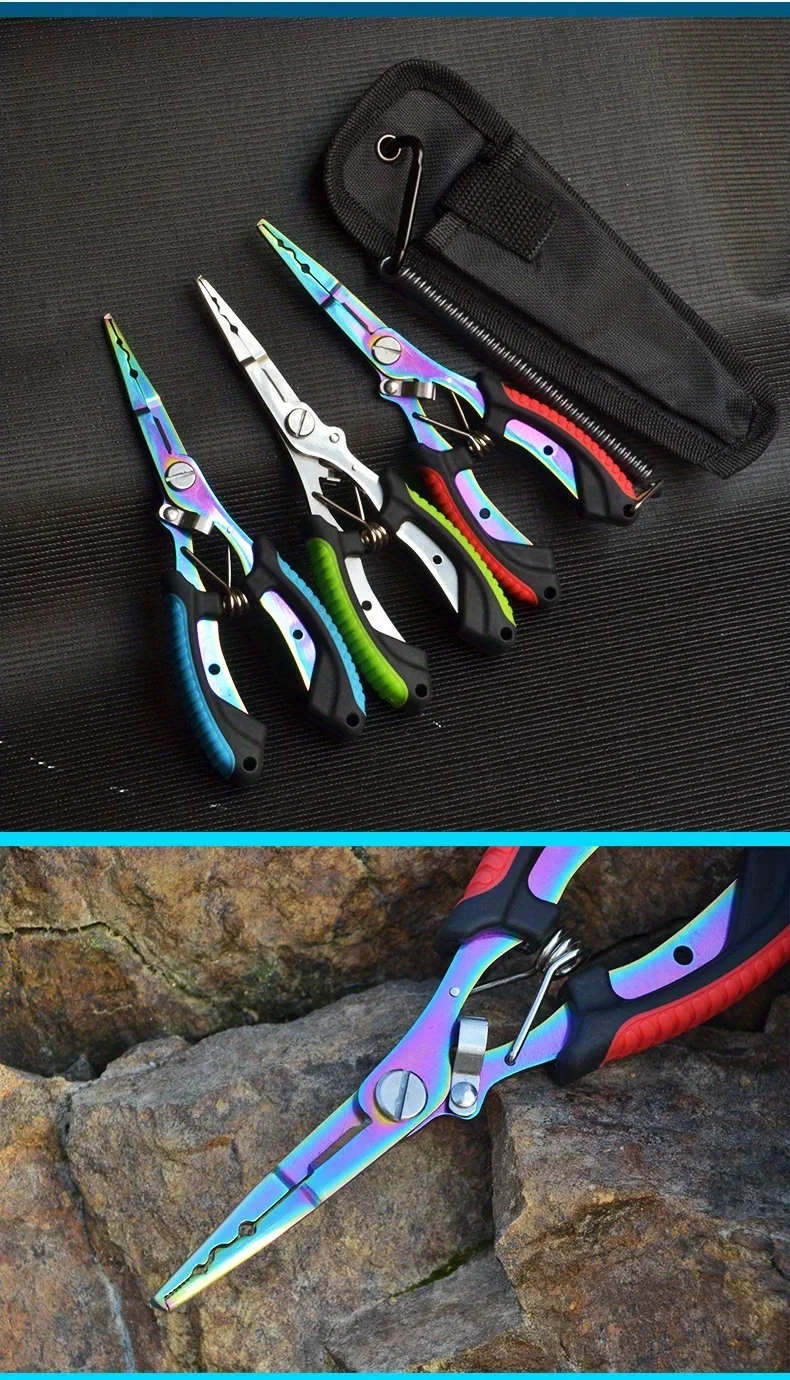 Tragbare Angelzange mit Farbiger Titanbeschichtung Multifunktionale Angelzange Greifer aus Edelstahl Hakenschneider – Detail 8