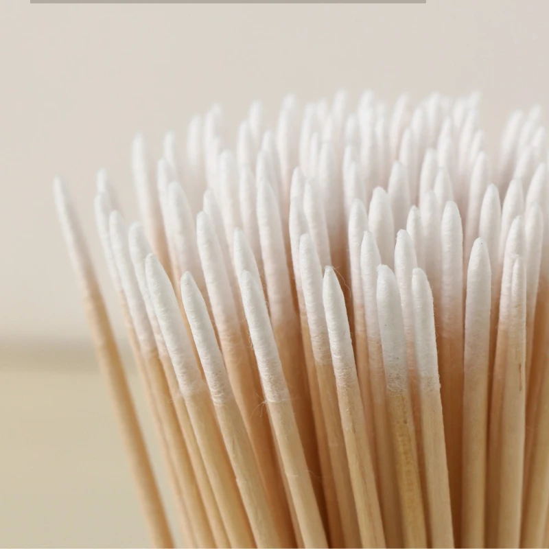 200/100Pcs Nails Wood Swab Clean Sticks Bud Tip 7/10cm Wooden Cotton Head Nail Polish Remover Manicure Detail Corrector Tool