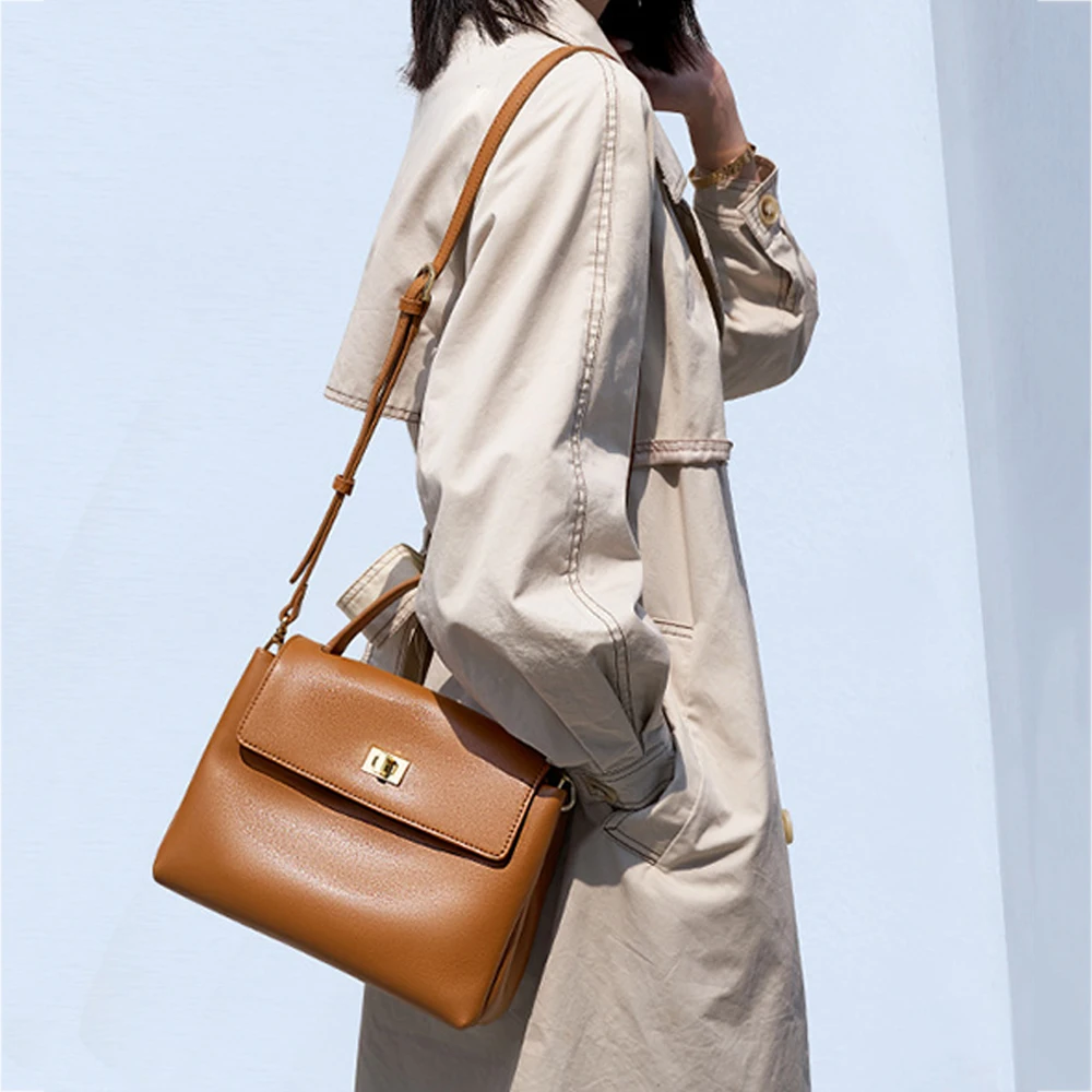 Genuine Leather Women Bag Fashion Shoulder Bag for Women Designer Top Handle Female Square Bag